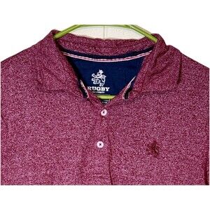 Rugby University Golf Polo Short Sleeve Heather Red Shirt Men's Size Medium